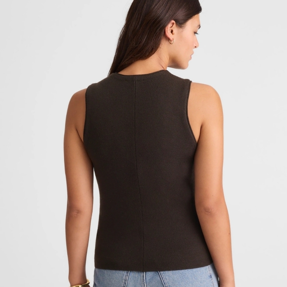 Madewell 100% Merino Wool V-Neck Sweater Vest Size M Chocolate Brown - Picture 3 of 9